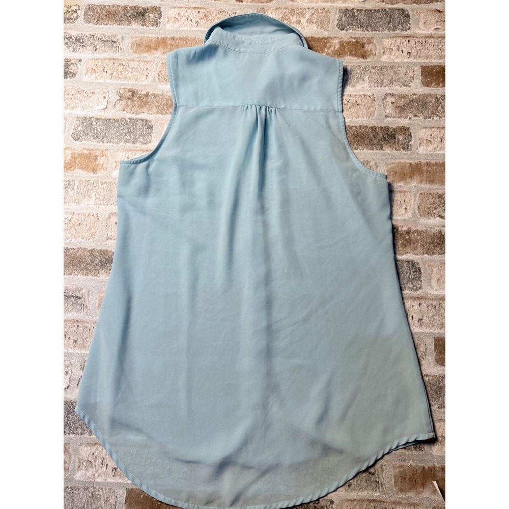 rue21 Womens Sleeveless Button Down Chiffon Blouse Light Blue Size S RN 70829 - Picture 3 of 4
